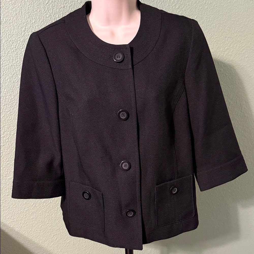 Alfred Dunner Women's Black Button-Up Jacket